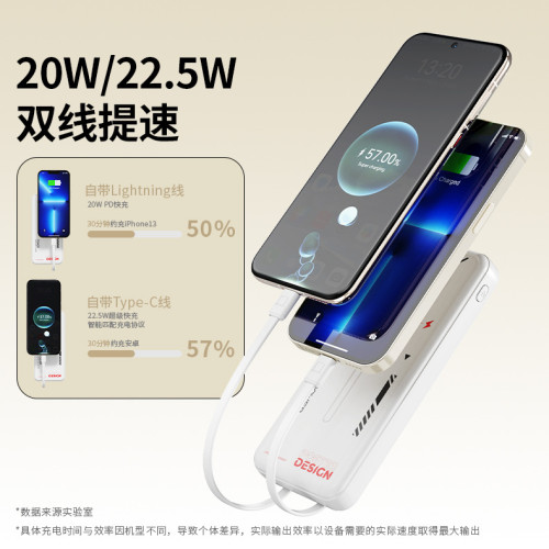 充電寶帶線快充大容量可攜式2萬安培行動電源商務禮品