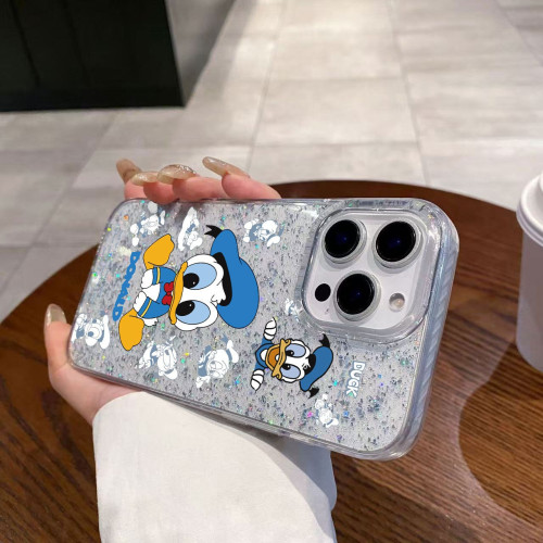 可愛唐老鴨iphone16pro適用15promax手機殼蘋果14pro卡通13大孔12