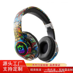 爆款國潮塗鴉兒童無線藍牙耳機頭戴式降噪全包耳手機運動遊戯耳麥