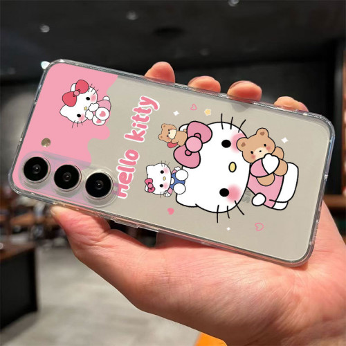 抱熊粉貓適用Samsung A73少女A03手機殼三星Galaxy S22可愛note20