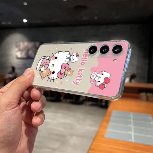 抱熊粉貓適用Samsung A73少女A03手機殼三星Galaxy S22可愛note20