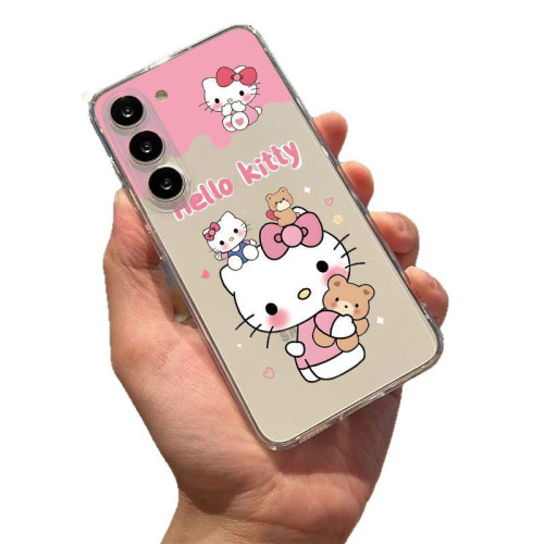 抱熊粉貓適用Samsung A73少女A03手機殼三星Galaxy S22可愛note20