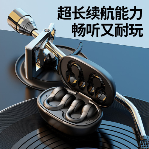 新款X51藍牙耳機無線耳夾式TWS5.4三顯智能觸控運動音樂耳機