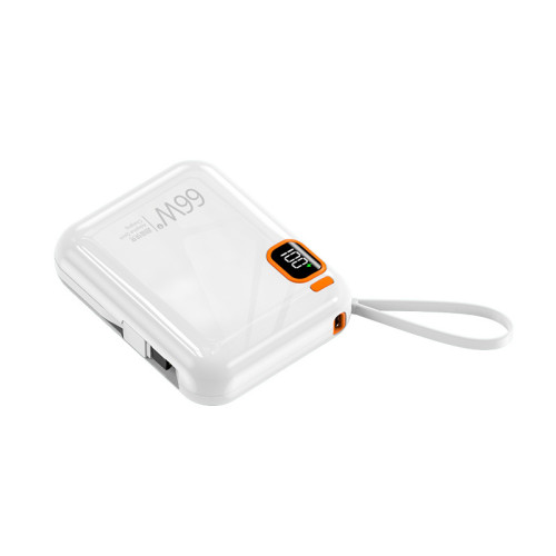 新款66w超級快充迷你充電寶20000安培自帶線可攜式行動電源禮品
