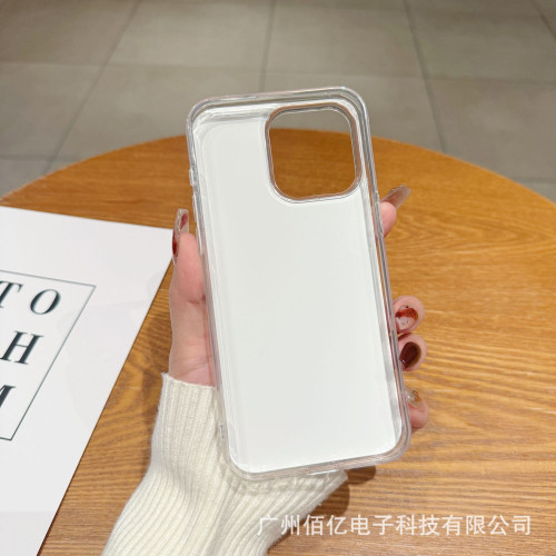 適用蘋果16羽紗防摔手機殼tpu+pc防變黃親膚感耐磨15大孔保護套