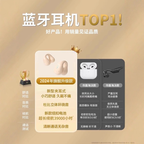 新款TWS骨傳導無線藍牙耳機夾耳式迷你數顯高音質運動真降噪x22