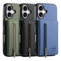 適用蘋果iPhone16pro支架手機殼大收納插卡防摔蘋果16E素皮保護套