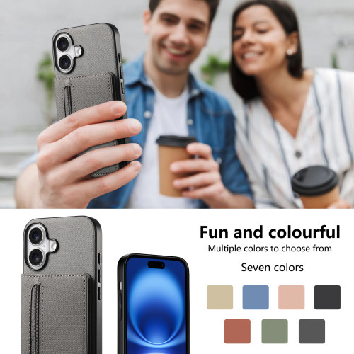 適用蘋果iPhone16pro支架手機殼大收納插卡防摔蘋果16E素皮保護套 適用蘋果iPhone16pro支架手機殼大收納插卡防摔蘋果16E素皮保護套