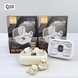 tiktok爆款新款Q10雙胞胎雙耳機透明殼耳夾式半入耳真無線短