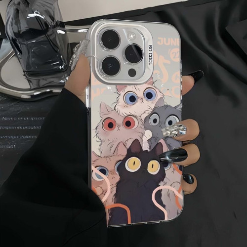 大眼喵適用蘋果14pro卡通16promax手機殼iphone15可愛13pro小衆12