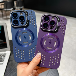 適用iPhone16Pro冰點散熱磁吸手機殼蘋果15鏡頭支架防摔tpu保護套