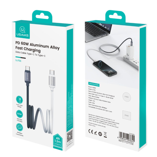 USAMS優勝仕PD60W充電線適用蘋果iphone16快充充電手機數據線15 USAMS優勝仕PD60W充電線適用蘋果iphone16快充充電手機數據線15