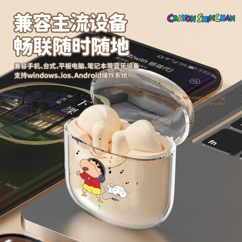 蠟筆小新聯名藍牙耳機高顔值環繞立體聲半入耳式降噪高清通話耳麥