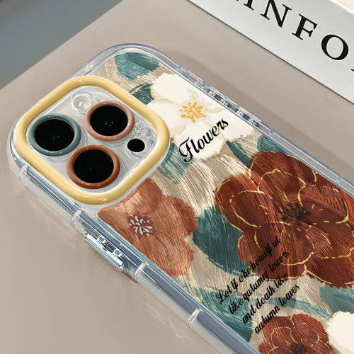 繁花適用iPhone16pro手機殼蘋果15pro奶油羽紗15超薄17AIRr/8plus