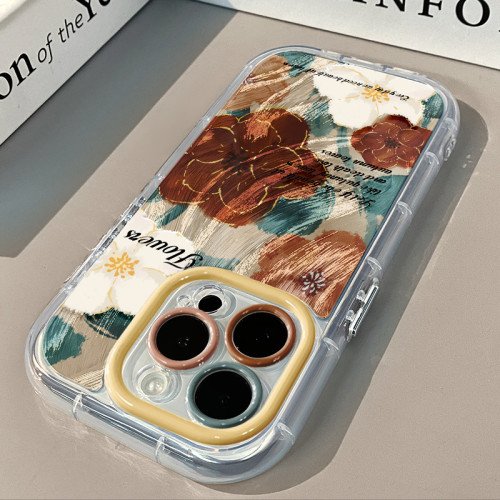 繁花適用iPhone16pro手機殼蘋果15pro奶油羽紗15超薄17AIRr/8plus