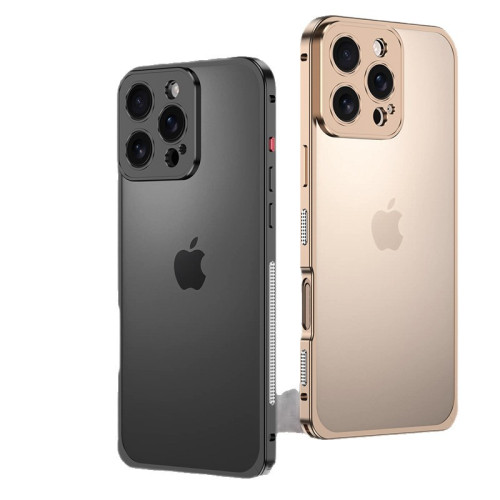 適用蘋果14promax輕薄邊框iphone15pro金屬海馬釦手機殼蘋果14