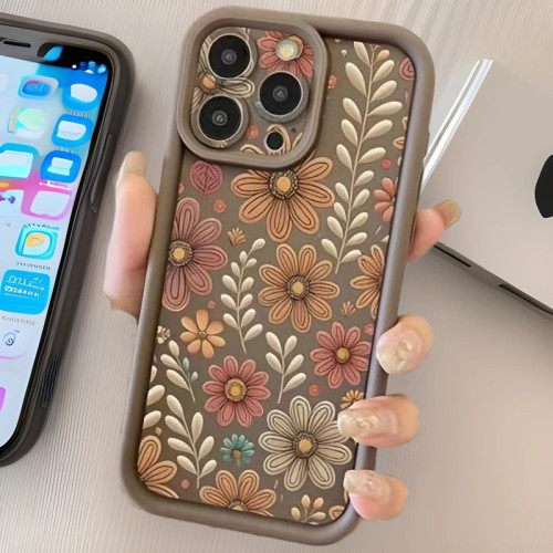 花卉圖案適用蘋果16Promax手機殼日韓ins風iPhone15/14/13歐美12/