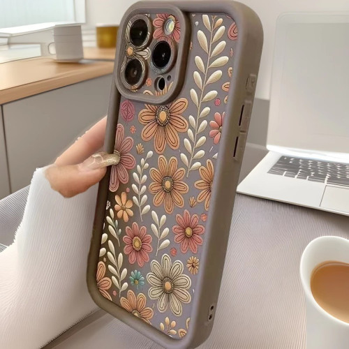 花卉圖案適用蘋果16Promax手機殼日韓ins風iPhone15/14/13歐美12/