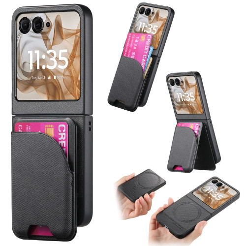適用Moto Razr60Ultra摺疊螢幕手機殼磁吸可拆卸支架卡包套razr50殼