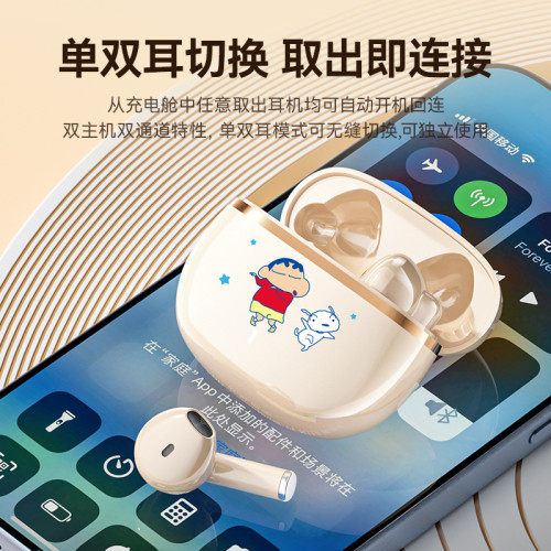 新款正版授權蠟筆小新無線藍牙耳機大容量長續航舒適低延遲通用