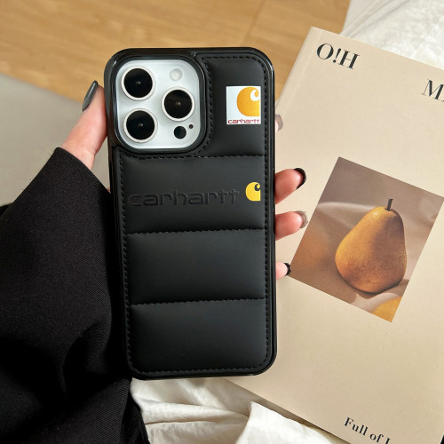 小衆充棉皮質羽絨服蘋果13手機殼iPhone15Pro防摔XR16Pro