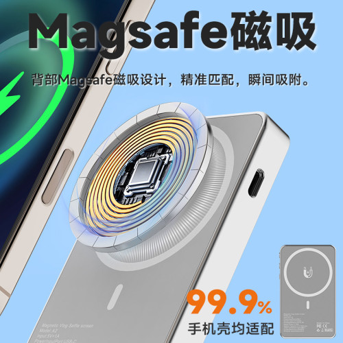無線手機自拍磁吸投影器網紅直播自拍顯示屏手機後置分屏器
