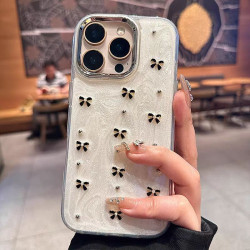 嬭油滴膠黑色蝴蝶結適用蘋果15promax手機殼iPhone13新款16promax