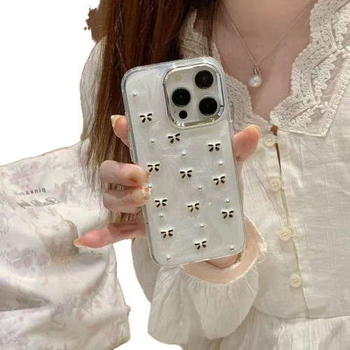 嬭油滴膠黑色蝴蝶結適用蘋果15promax手機殼iPhone13新款16promax