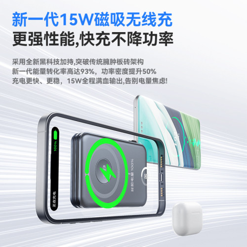 磁吸無線充22.5w10000安培充電寶三合一適用手機新款手錶耳機