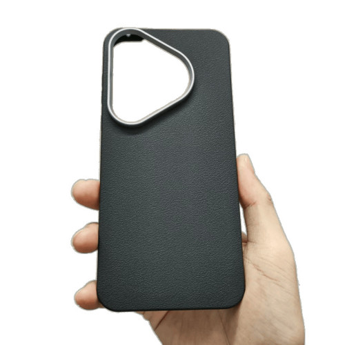 適用華爲pura70pro手機殼素皮荔枝紋電鍍鏡框p70新款大孔直邊軟殼 適用華爲pura70pro手機殼素皮荔枝紋電鍍鏡框p70新款大孔直邊軟殼