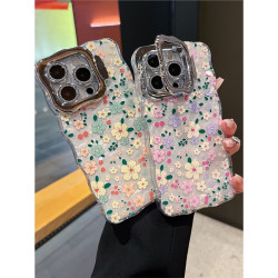 適用蘋果iPhone16手機殼iphone15PM貝殼紋碎花13隱形支架鏡頭膜14