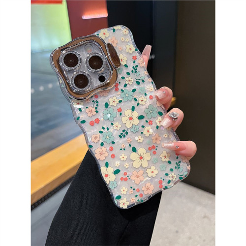 適用蘋果iPhone16手機殼iphone15PM貝殼紋碎花13隱形支架鏡頭膜14