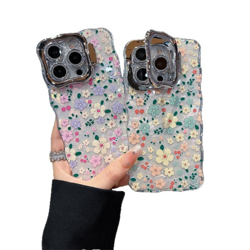 適用蘋果iPhone16手機殼iphone15PM貝殼紋碎花13隱形支架鏡頭膜14
