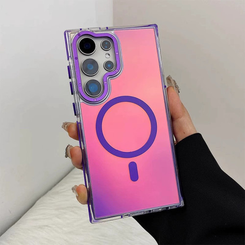 適用三星s25ultra手機殼防摔雙色訊彩鏡頭蓋支架磁吸三星S24PLUS