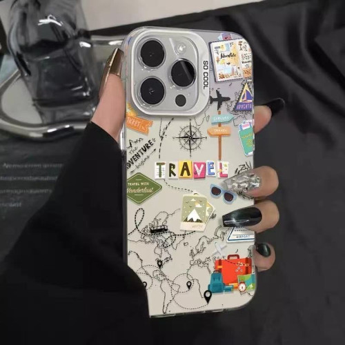 飛機地圖適用蘋果16promax手機殼iPhone151413防摔12彩銀xs硬殼爆