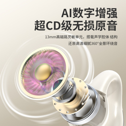 2025新款藍牙耳機無線氣骨傳導不入耳大電量開放式耳夾運動跑步