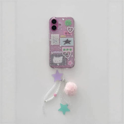 ins透明雙層小狗郵票貓咪適用iPhone16promax手機殼14蘋果