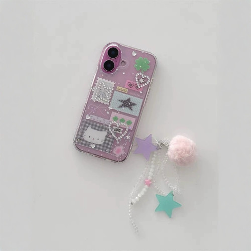 ins透明雙層小狗郵票貓咪適用iPhone16promax手機殼14蘋果 ins透明雙層小狗郵票貓咪適用iPhone16promax手機殼14蘋果