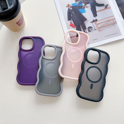 適用於蘋果16大波浪邊二合一磁吸iph手機殼波浪膚感亞克力套 適用於蘋果16大波浪邊二合一磁吸iph手機殼波浪膚感亞克力套