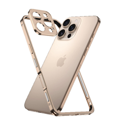 適用ip16promax輕薄邊框iphone16pro金屬海馬釦手機殼蘋果13