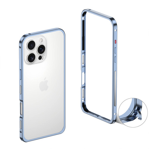 適用蘋果15promax海馬釦邊框iphone16pro金屬手機殼蘋果13裸機感