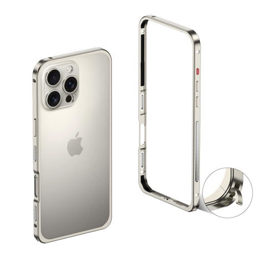 適用蘋果15promax海馬釦邊框iphone16pro金屬手機殼蘋果13裸機感