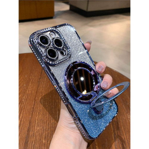 水鑽適用蘋果16promax手機殼新款iPhone15矽膠14女13鏡子磁吸支架 水鑽適用蘋果16promax手機殼新款iPhone15矽膠14女13鏡子磁吸支架