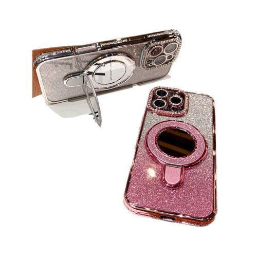 水鑽適用蘋果16promax手機殼新款iPhone15矽膠14女13鏡子磁吸支架 水鑽適用蘋果16promax手機殼新款iPhone15矽膠14女13鏡子磁吸支架