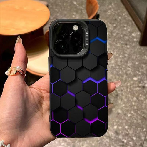 立體感蜂巢適用蘋果15手機殼iPhone14磨砂13pro元氣殼12防摔