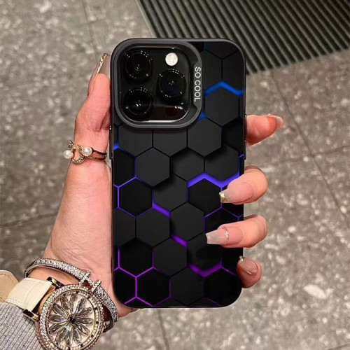 立體感蜂巢適用蘋果15手機殼iPhone14磨砂13pro元氣殼12防摔