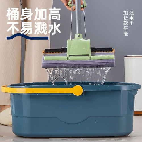 拖把桶長方形單桶家用帶輪大號寬口平板塑膠地拖桶拖布桶