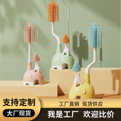 三合一瀝水架刷子矽膠奶瓶刷清洗刷嬰兒專用清潔刷套裝奶嘴刷吸琯