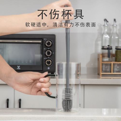 玻璃杯刷矽膠長柄杯刷保溫杯奶瓶清洗刷子長柄無死角廚房清潔刷子