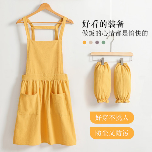 新款圍裙工作服耐髒純棉廚房家用高顔值防油防汙